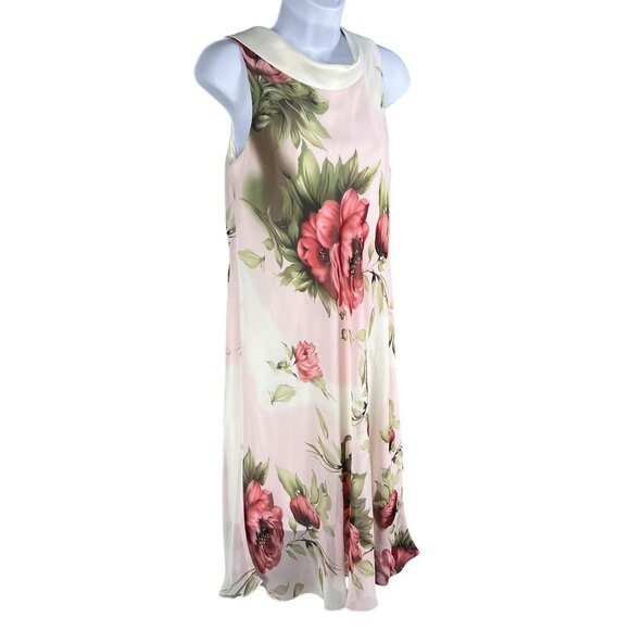 SL Fashions 10 Back Zip Sleeveless Floral Chiffon Dress Satin CowlNeck Bloomcore - Picture 4 of 15